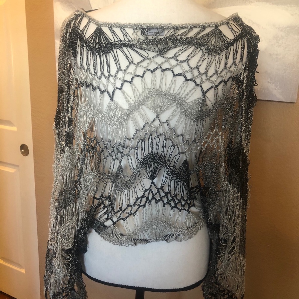 Silver and black top
